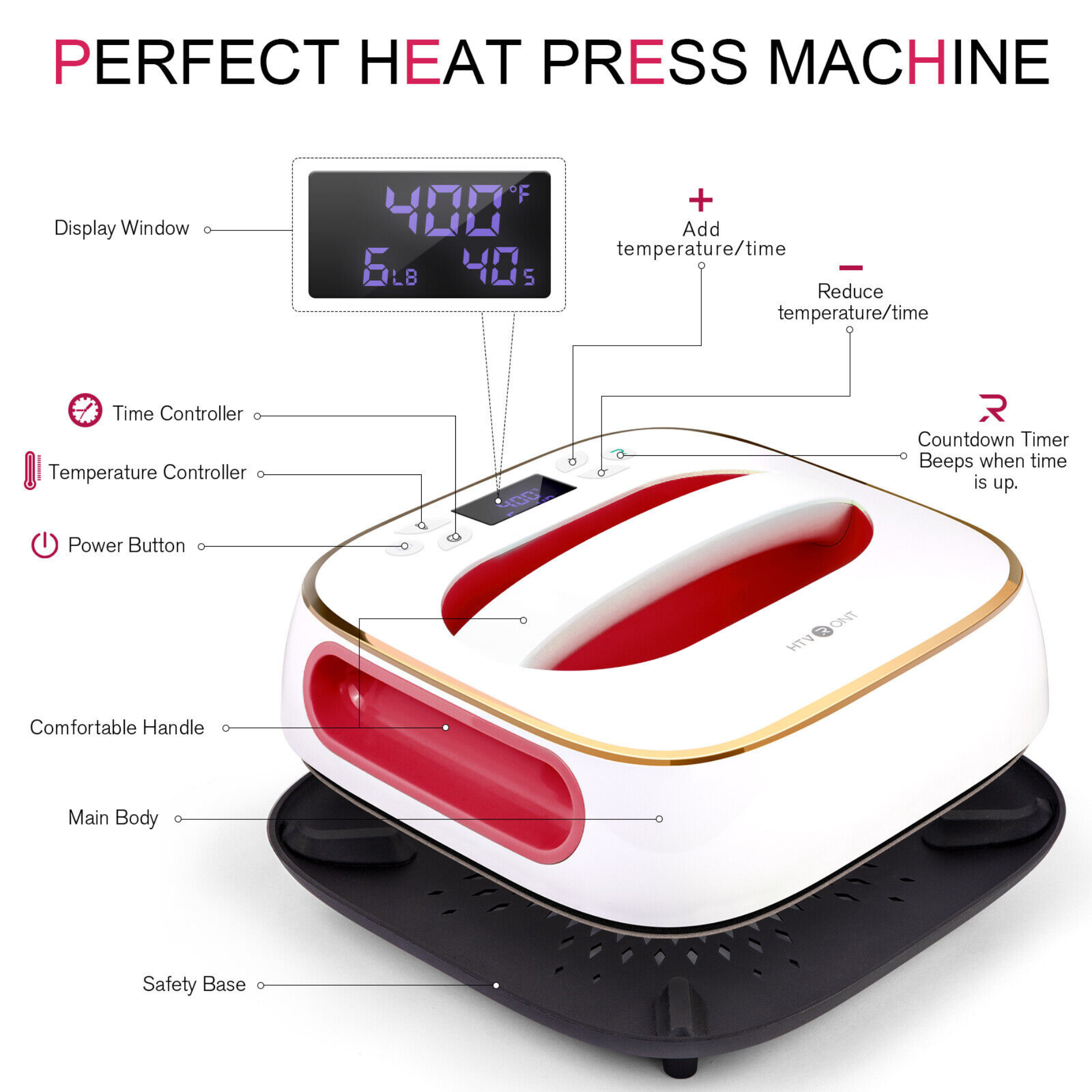Heat Press | Hand Held | 25.4cm x 25.4xm | 10in x 10in