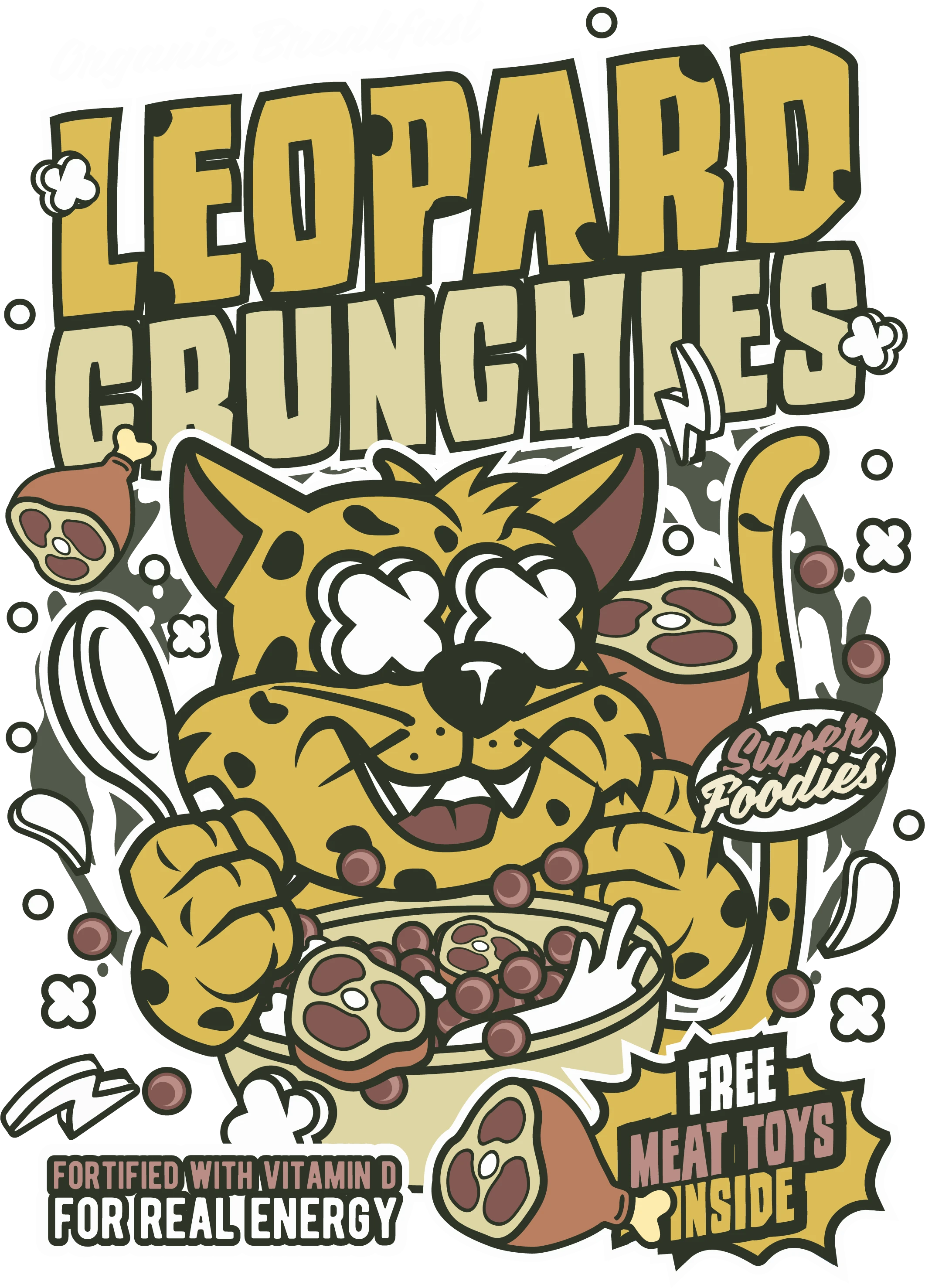 Leopard Crunchies Cartoon | Heat Transfer