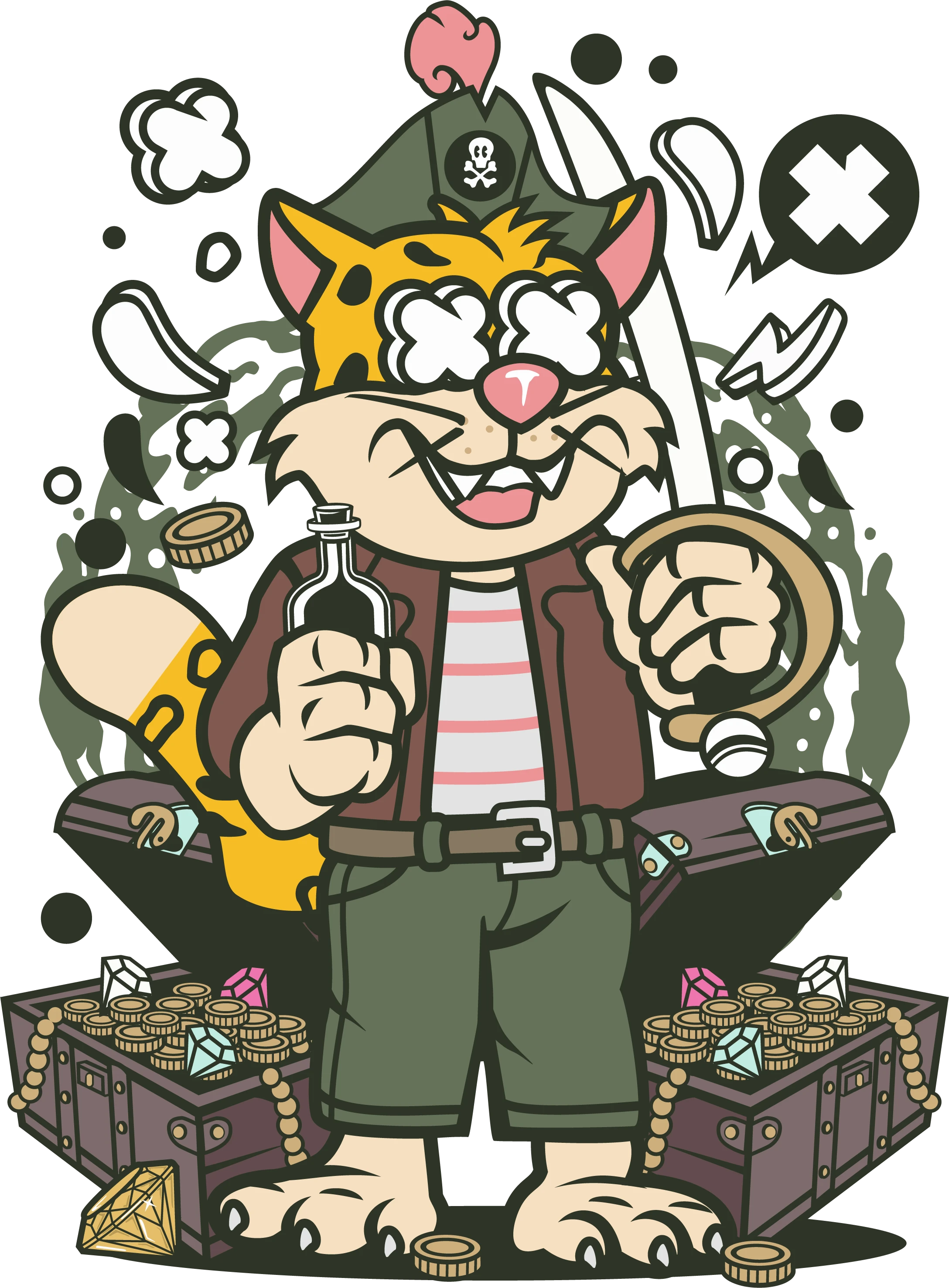 Leopard Pirate Cartoon | Heat Transfer