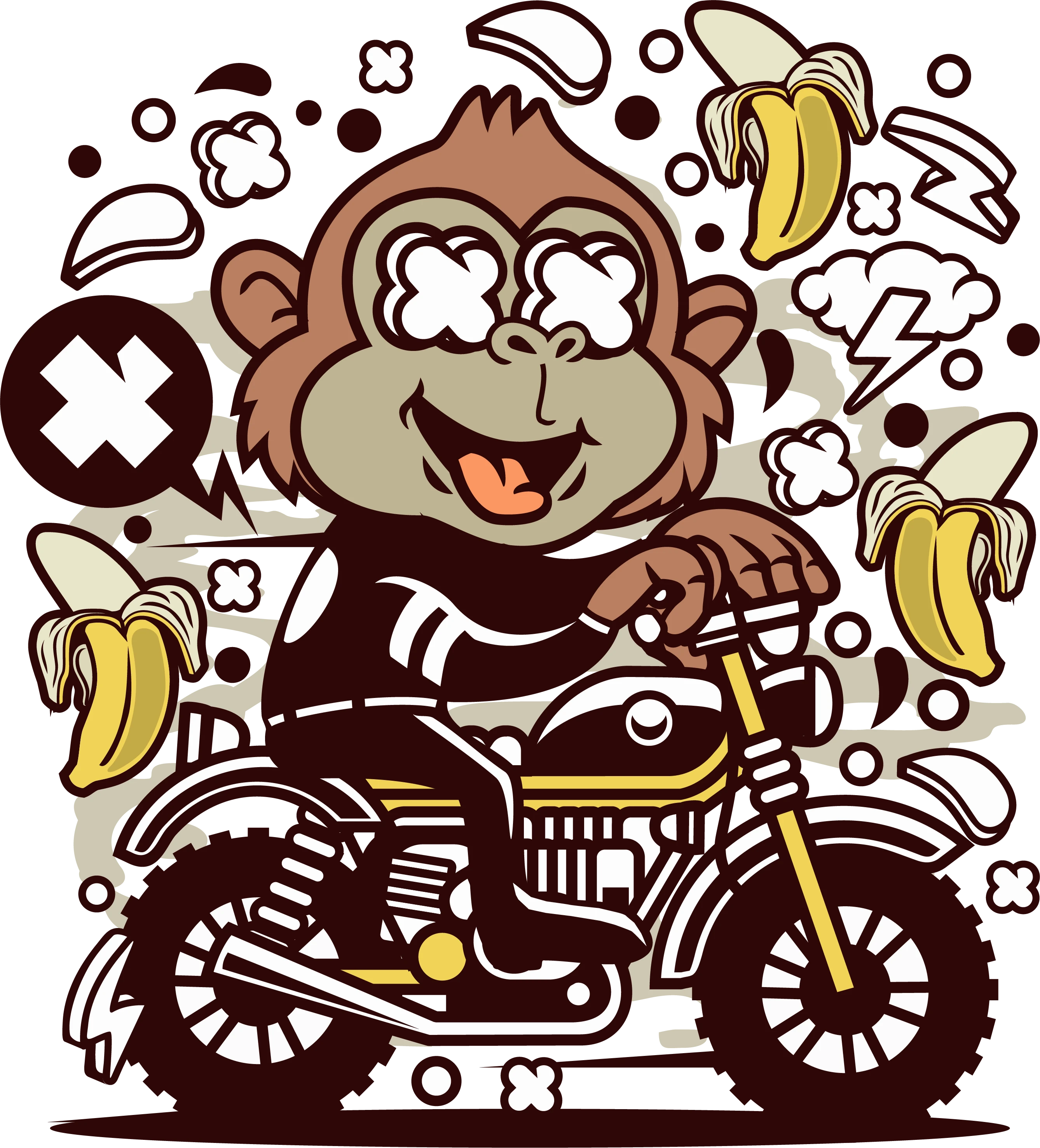 Monkey Motocross Cartoon | Heat Transfer