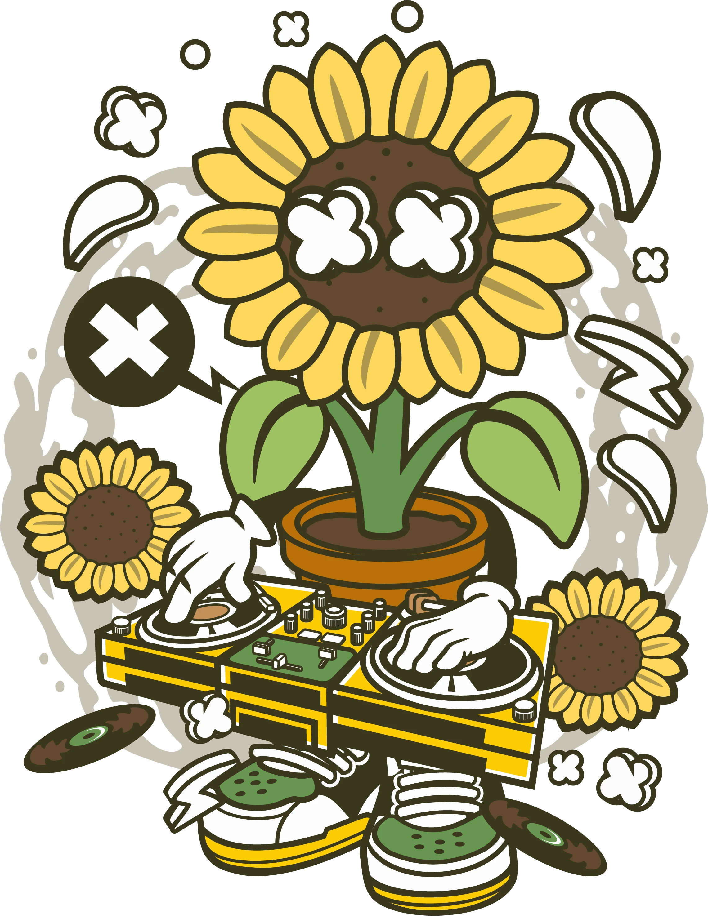 Sunflower Cartoon Heat Transfer
