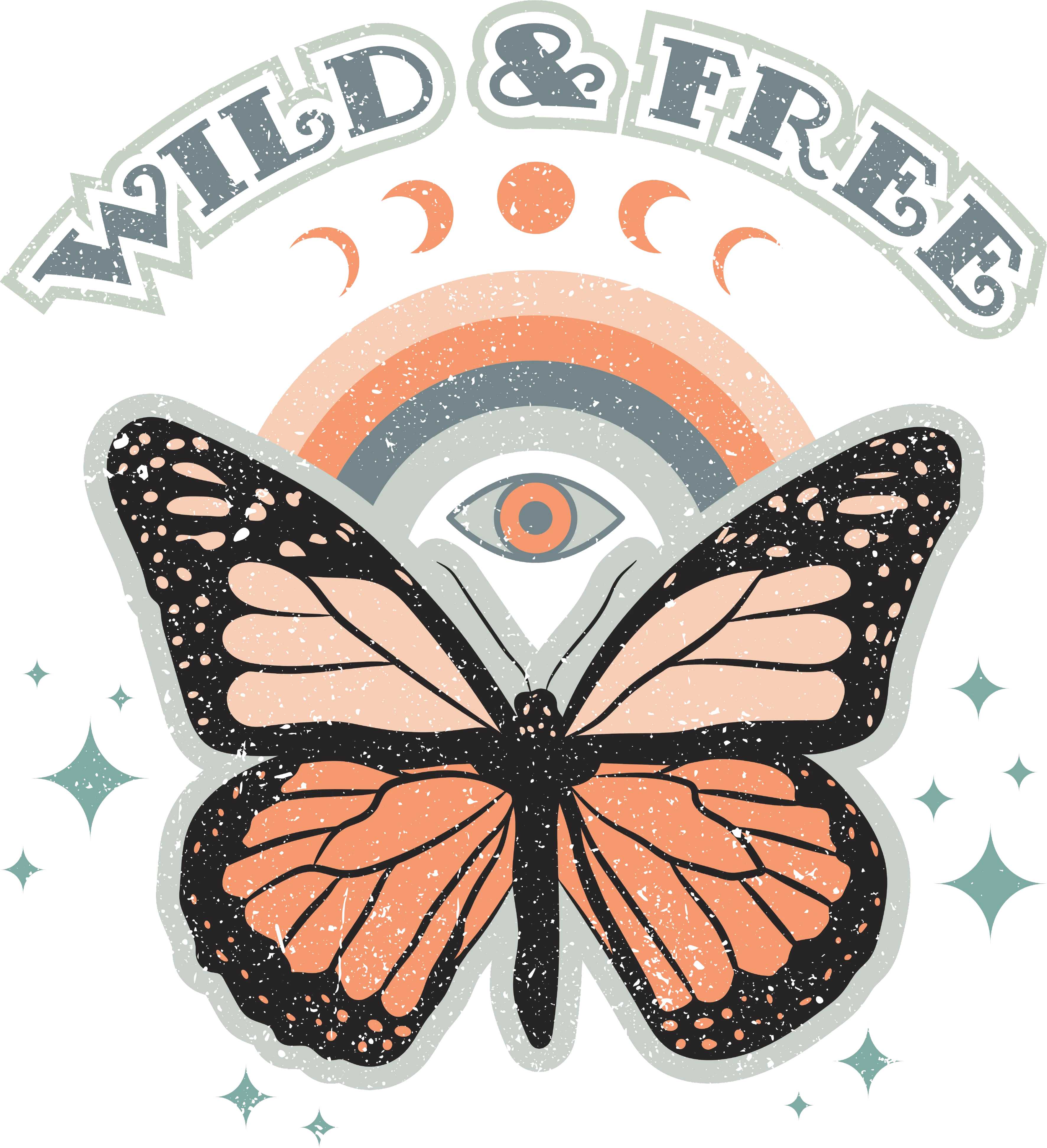 Wild and free - heat transfer - iron on transfer - deadset threads