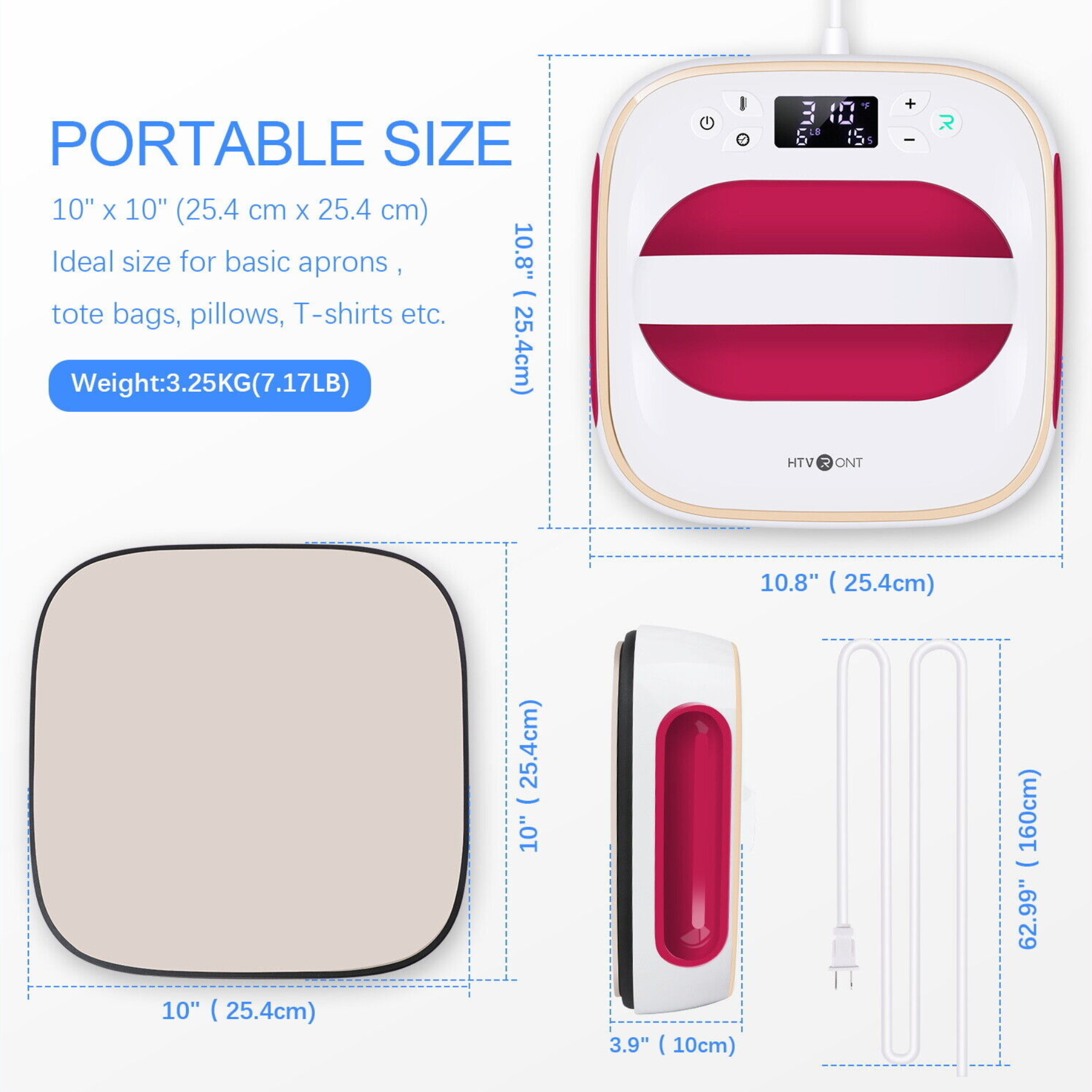 Heat Press | Hand Held | 25.4cm x 25.4xm | 10in x 10in