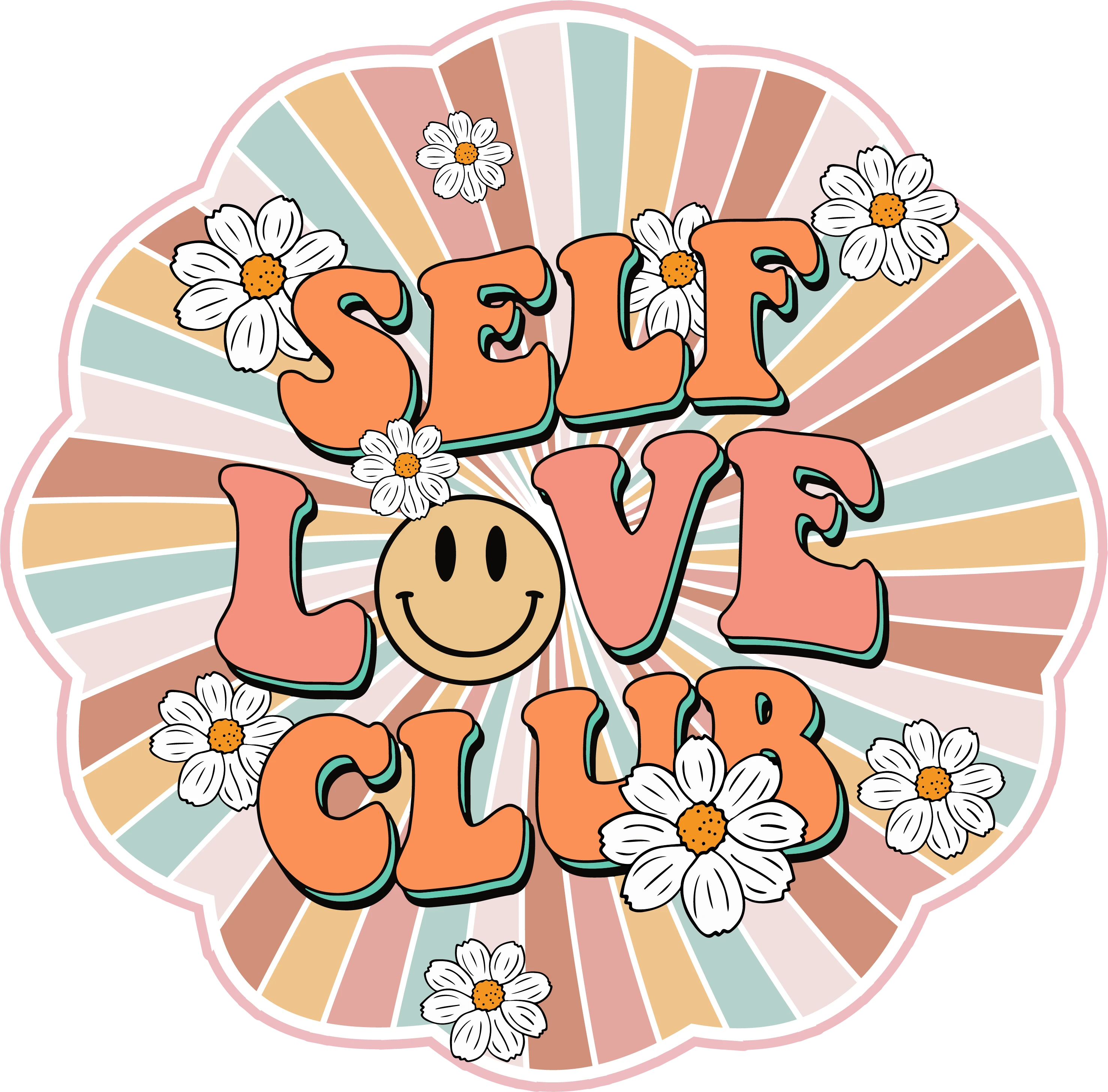 Self Love Club Floral Heat Transfer